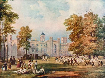 Playing the Game of Rugby at Rugby School, Warwickshire, 1852